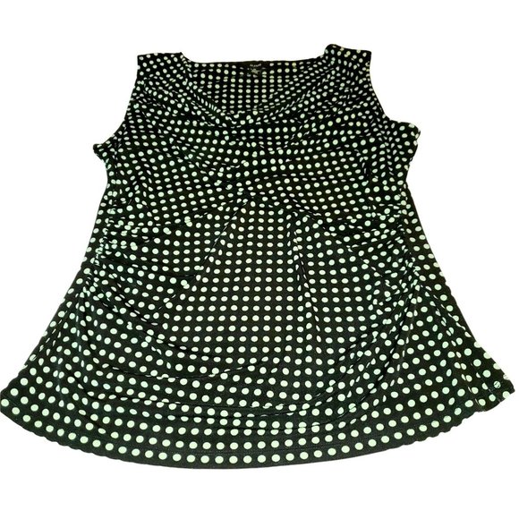 Alfani Tank Top Black with Green Polka Dots - Picture 4 of 11